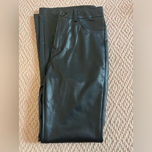 Leather pants flare at bottom